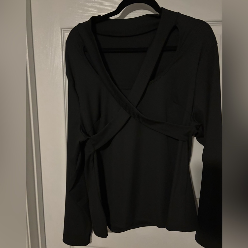 Black cris-cross long sleeve shirt
